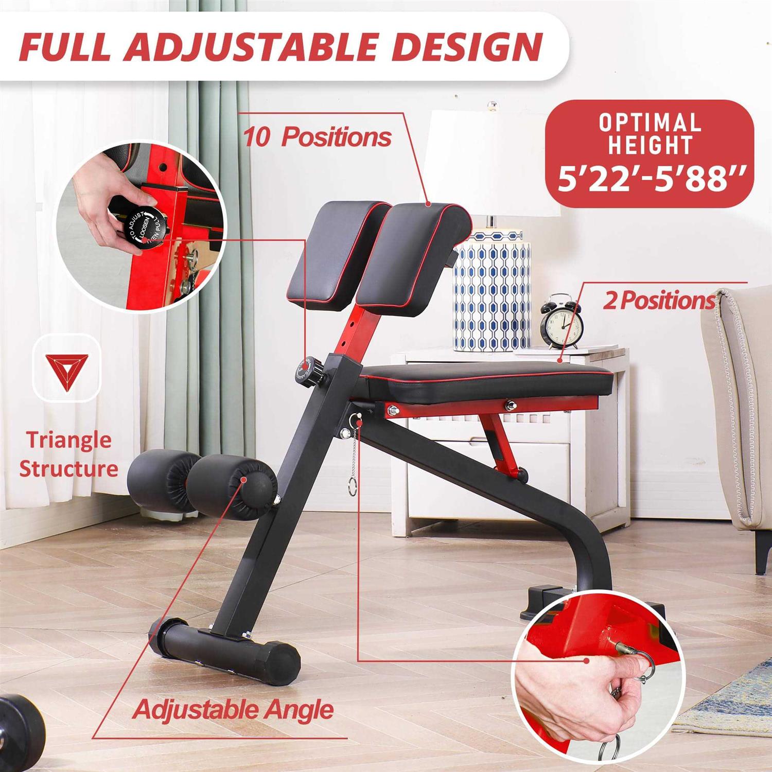 Bodyrhythm Compact Adjustable Weight Bench for Full Body Strength Training Ab/Back Hyper Roman Chair - Image 5