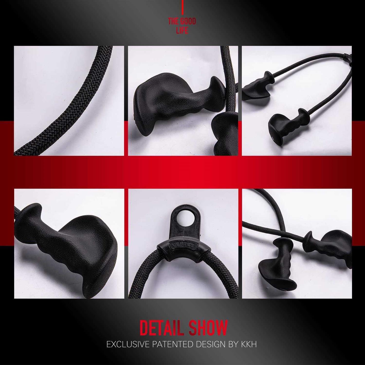 KKH Ergonomic Triceps Rope Pull Down with Anti-Slippery Natural Rubber Grip for Activating More Muscle Fibers-Gym Rope for Push Downs - Image 4