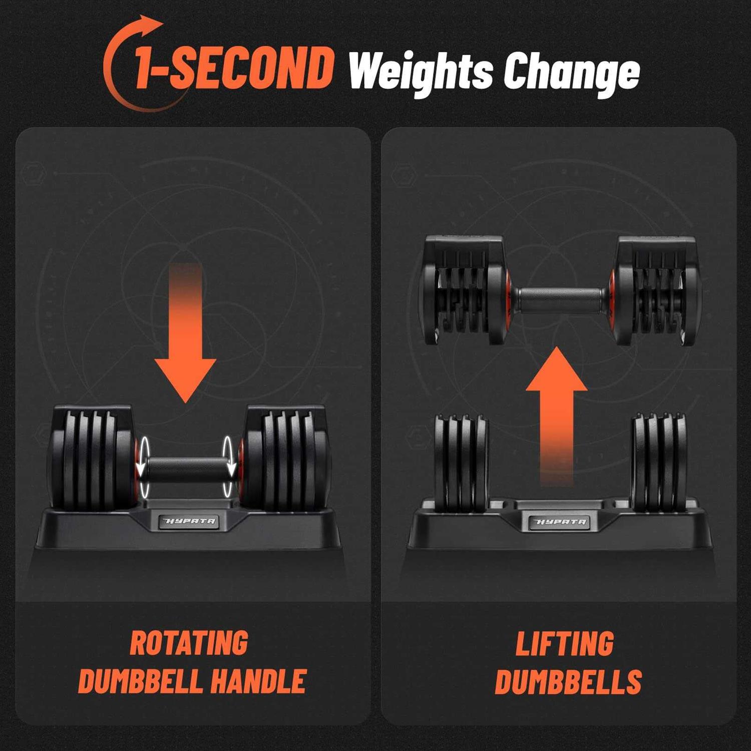 Hypata 25/55 lbs Pair Adjustable Dumbbell Set, Adjust Dumbbell Weight for Exercises Pair Dumbbells for Men and Women in Home - Image 5