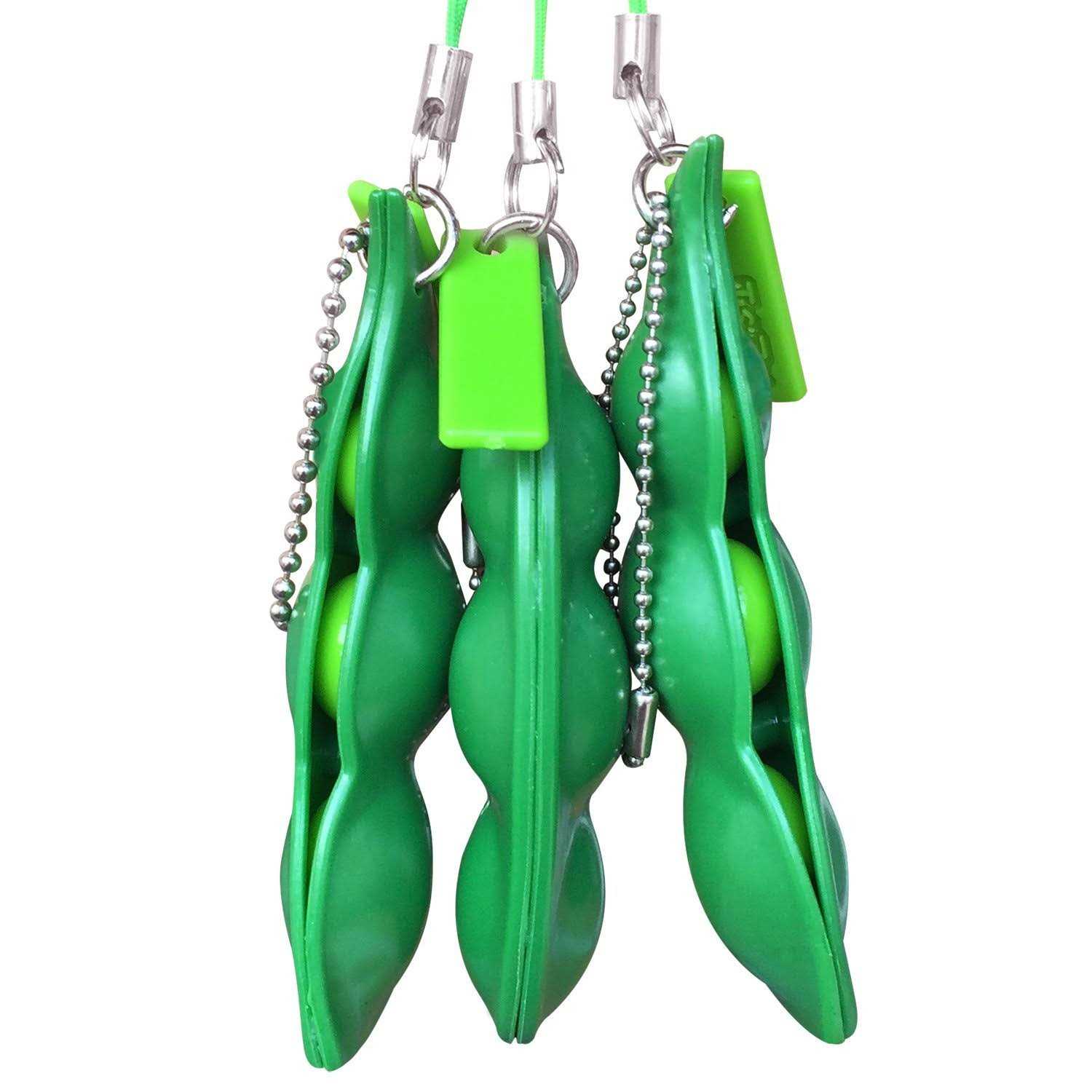 Acerich 3 Pack Edamame Keychain Fidget Toys Squeeze-a-Bean Puchi Puti Mugen Keyring Pea Keychain Soybean Toys Gift - Image 5