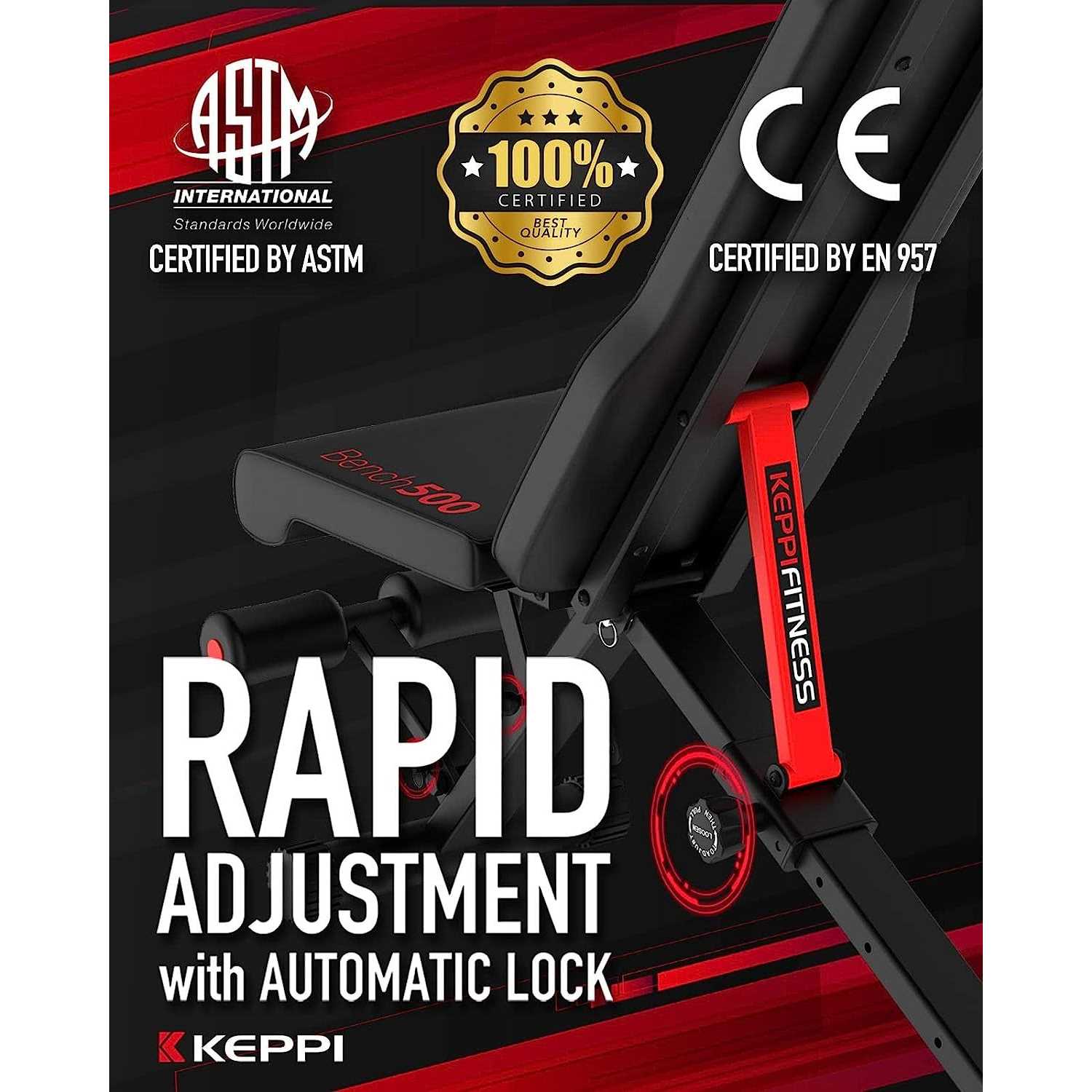 Keppi Adjustable Weight Bench Foldable Workout Bench Press for Full Body Strength Training - Image 5