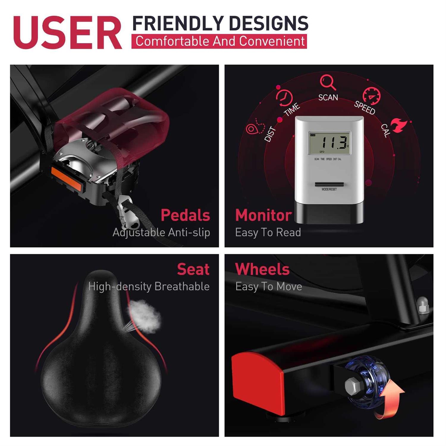 JOROTO Belt Drive Indoor Cycling Bike with Magnetic Resistance Exercise Bikes Stationary - Image 3