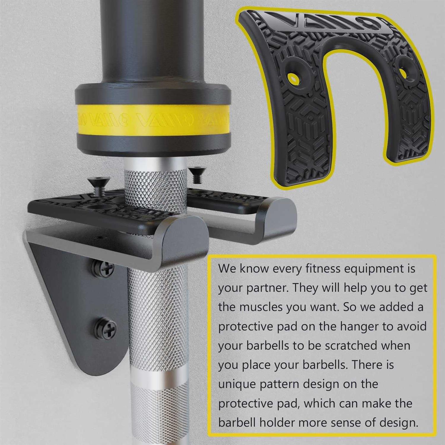 Vaiio Single Olympic Barbell Hanger,Garage Gym Bar Wall Rack,Vertical Barbell Mount Rack,Black Powder Coated,Space Saving Commercial or Home Gym - Image 3