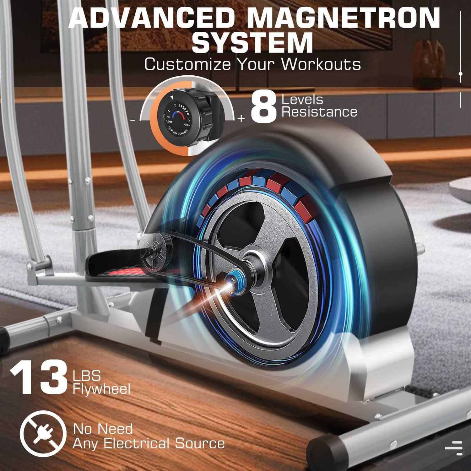 Tikmboex APP Elliptical Machine Elliptical Trainer with 8-Level of Magnetic Resistence - Image 5