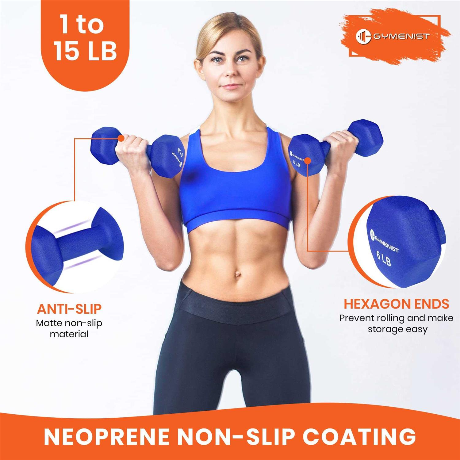 GYMENIST Pair of Dumbbells Set of 2 Soft Non Slip Grip Dumbbells Pair Covered with Neoprene - Image 5