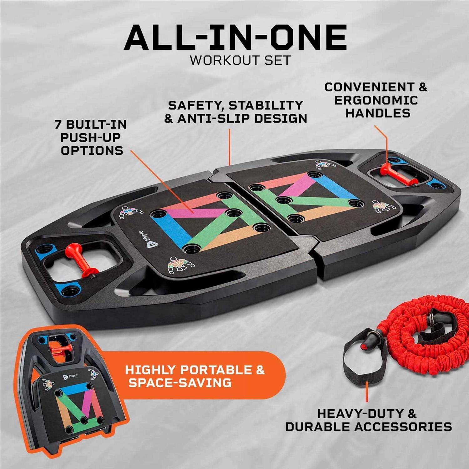 Lifepro InfinityBox Portable Home Gym 7 Push up Board System Workout Equipment Set - Image 3