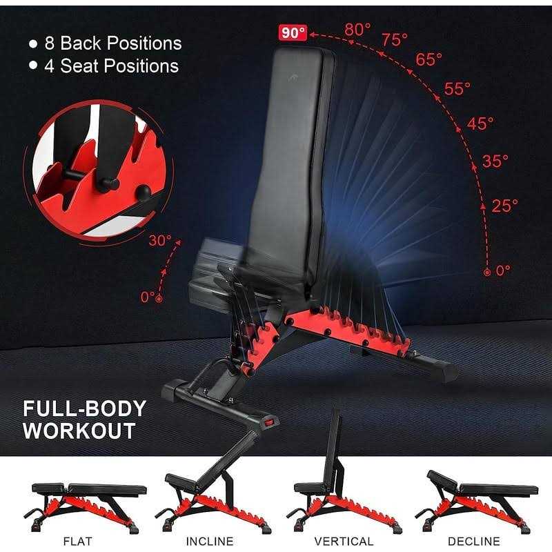 WEMARS Weight Bench,Heavy-duty Adjustable Strength Training Benches for Full Body Workout - Image 5