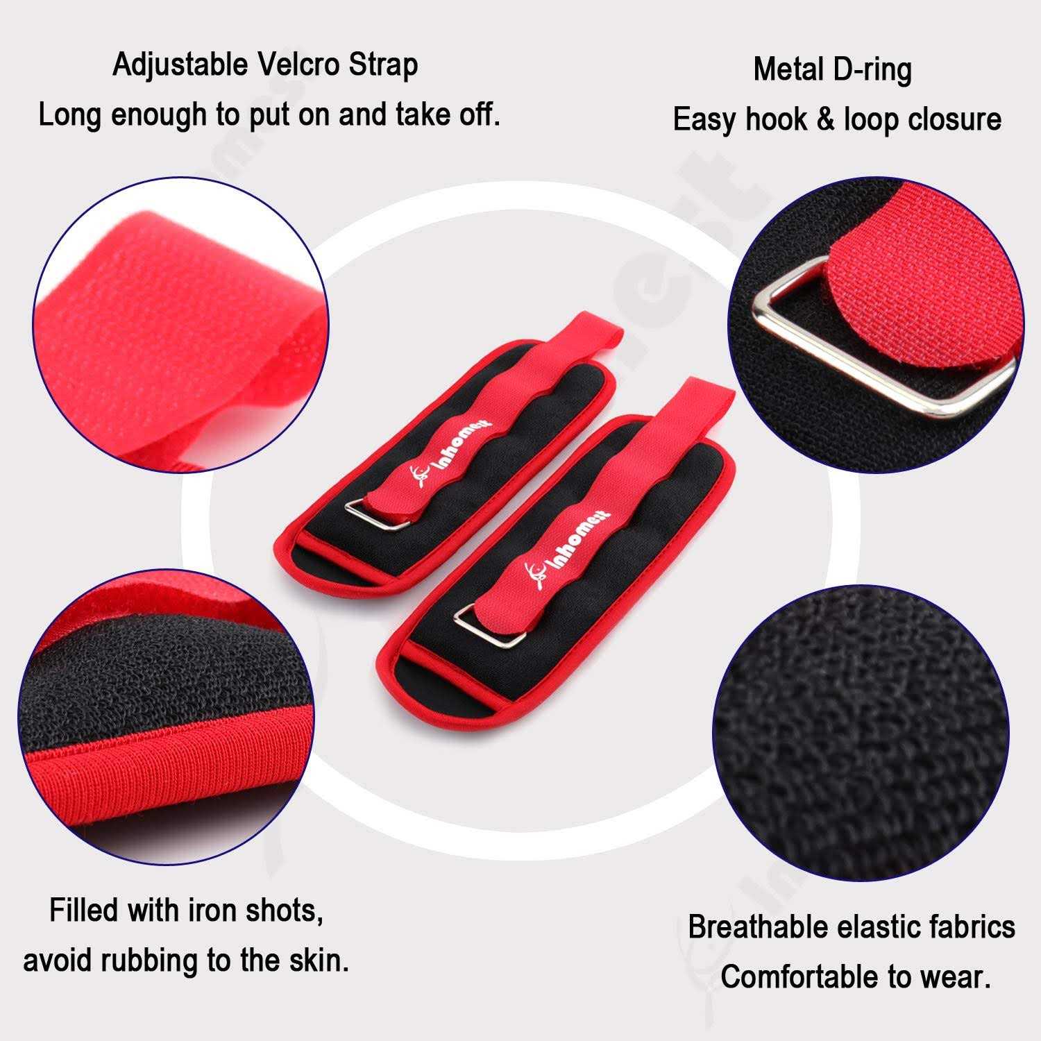 Inhomest Ankle Weights 1 Pair Wrist Arm Leg Weights for Women Men Kids for Strength Training - Image 5