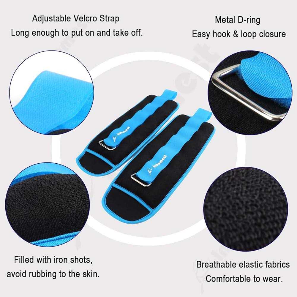 Inhomest Ankle Weights 1 Pair Wrist Arm Leg Weights for Women Men Kids for Strength Training - Image 3