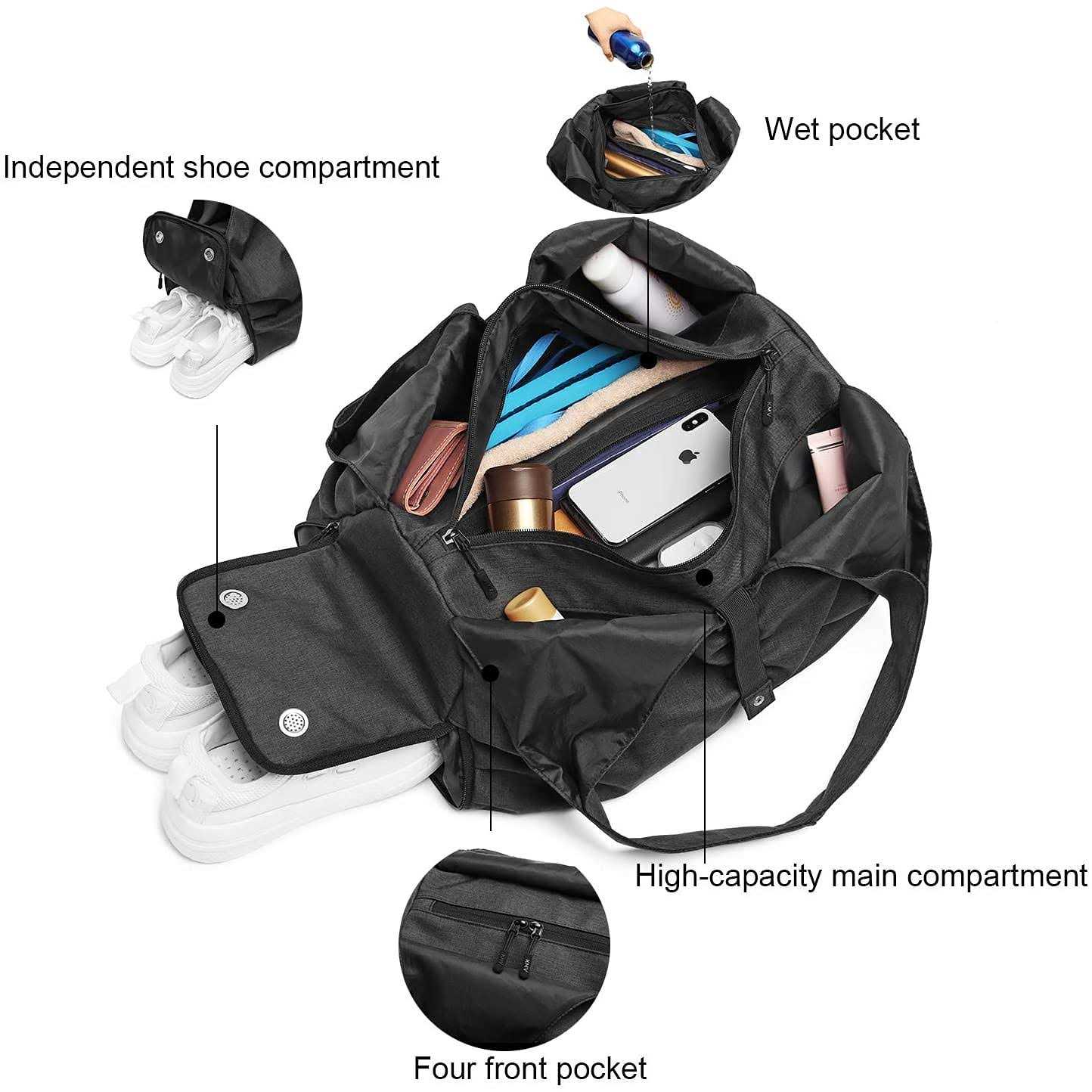 Y.U.M.C. Travel Yoga Gym Bag for Women, Carrying Workout Gear, Makeup, and Accessories, Shoe Compartment and Wet Dry Storage - Image 5