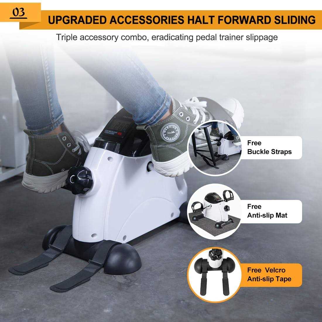 GOREDI Pedal Exerciser Stationary Under Desk Mini Exercise Bike Peddler Exerciser with LCD Display - Image 3