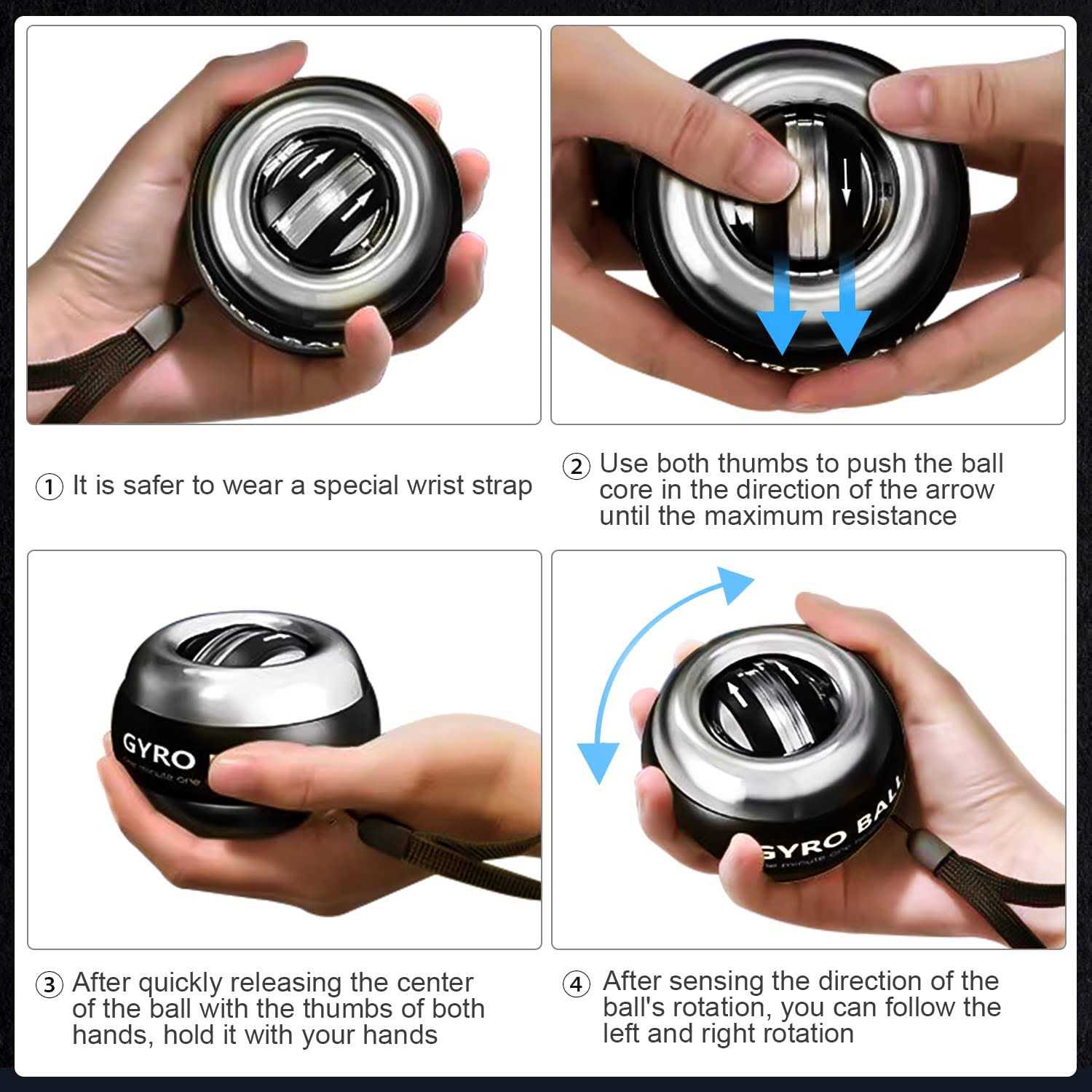 JIN BD Wrist Trainer/Strengthener Gyro Ball Auto-Start Gyroscopic Forearm Exerciser for Strengthen Arms, Fingers, Wrist Bones and Muscles - Image 5