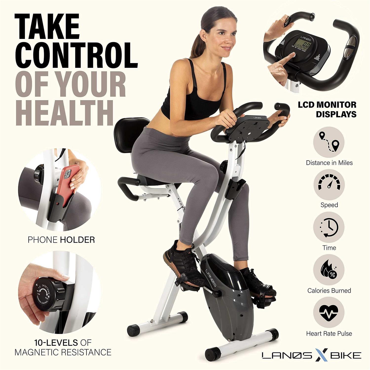 Lanos Workout Bike For Home 2 In 1 Recumbent Exercise Bike and Upright Indoor Cycling Bike Positions - Image 4