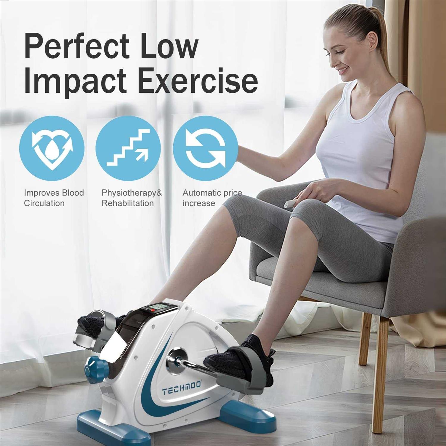 Techmoo Under Desk Bike Pedal Exerciser Portable Mini Home Exercise Bike with 5LBS Flywheel Sitting Peddler Exerciser for Seniors Legs and Arms - Image 3