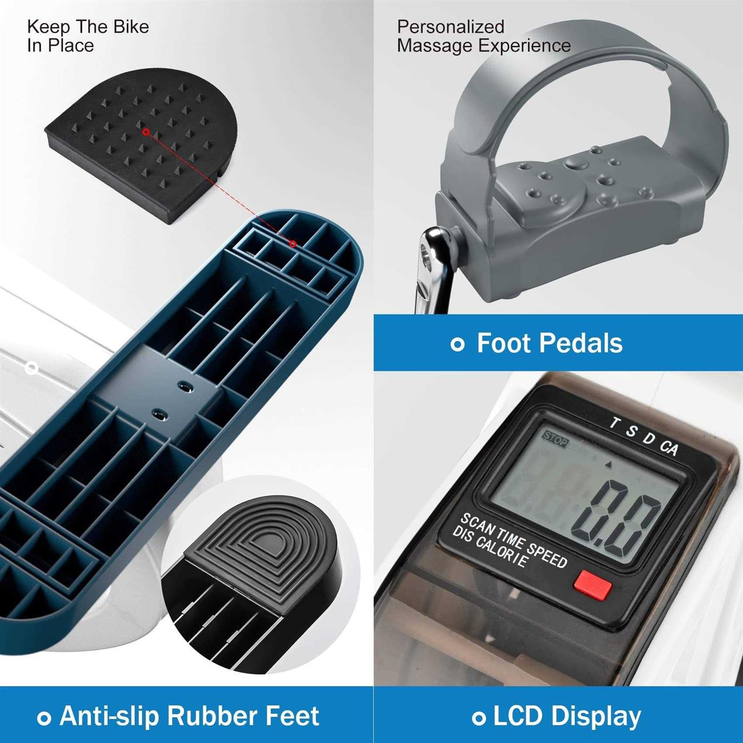 Techmoo Under Desk Bike Pedal Exerciser Portable Mini Home Exercise Bike with 5LBS Flywheel Sitting Peddler Exerciser for Seniors Legs and Arms - Image 4