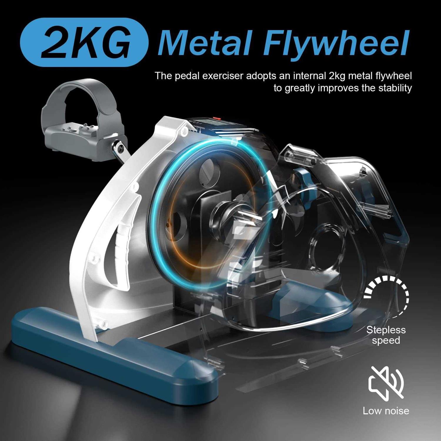 Techmoo Under Desk Bike Pedal Exerciser Portable Mini Home Exercise Bike with 5LBS Flywheel Sitting Peddler Exerciser for Seniors Legs and Arms - Image 5