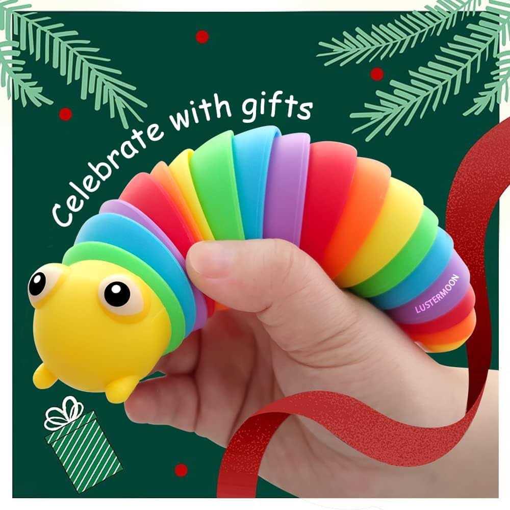 LUSTERMOON 2 Pieces Articulated Fidget Toy Rainbow Caterpillar Toy Ocean Shark Decompression Toys - Image 3
