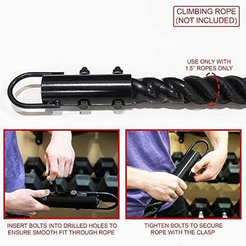Forellfit Climbing Rope Clamp,Rope Climb Workout Rig Attachment Hook Rope Garage Gym Fitness Equipment with Carabiner - Image 5