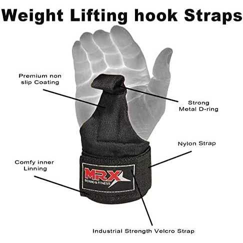 MRX Power Weight Lifting Straps Wrist Support Heavyduty Gym Training Bandage Cordura Hook Deadlifting Wraps - Image 5
