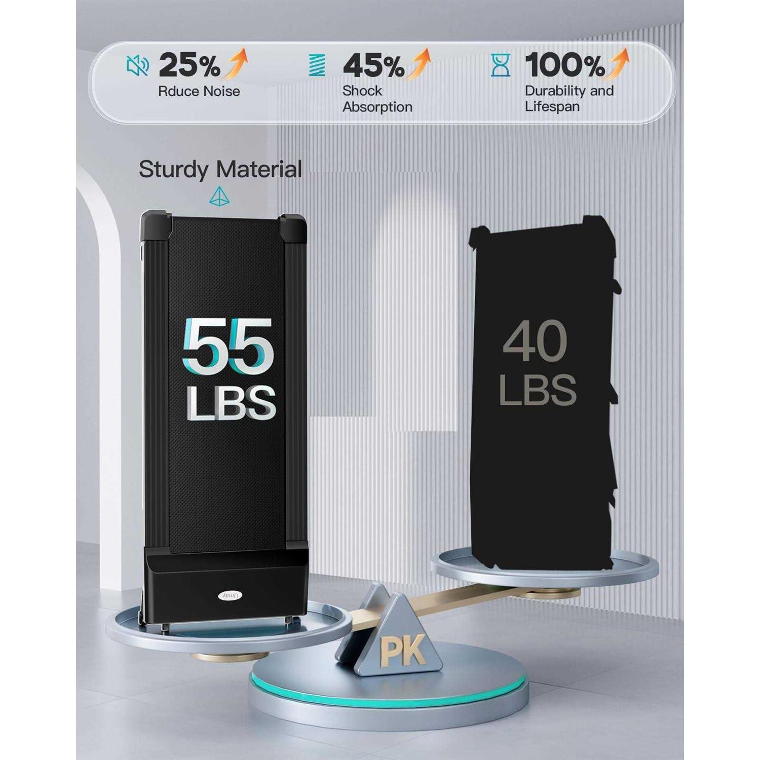 UMAY Under Desk Treadmill with Foldable Wheels Portable Walking Jogging Machine Flat Slim Treadmill - Image 5