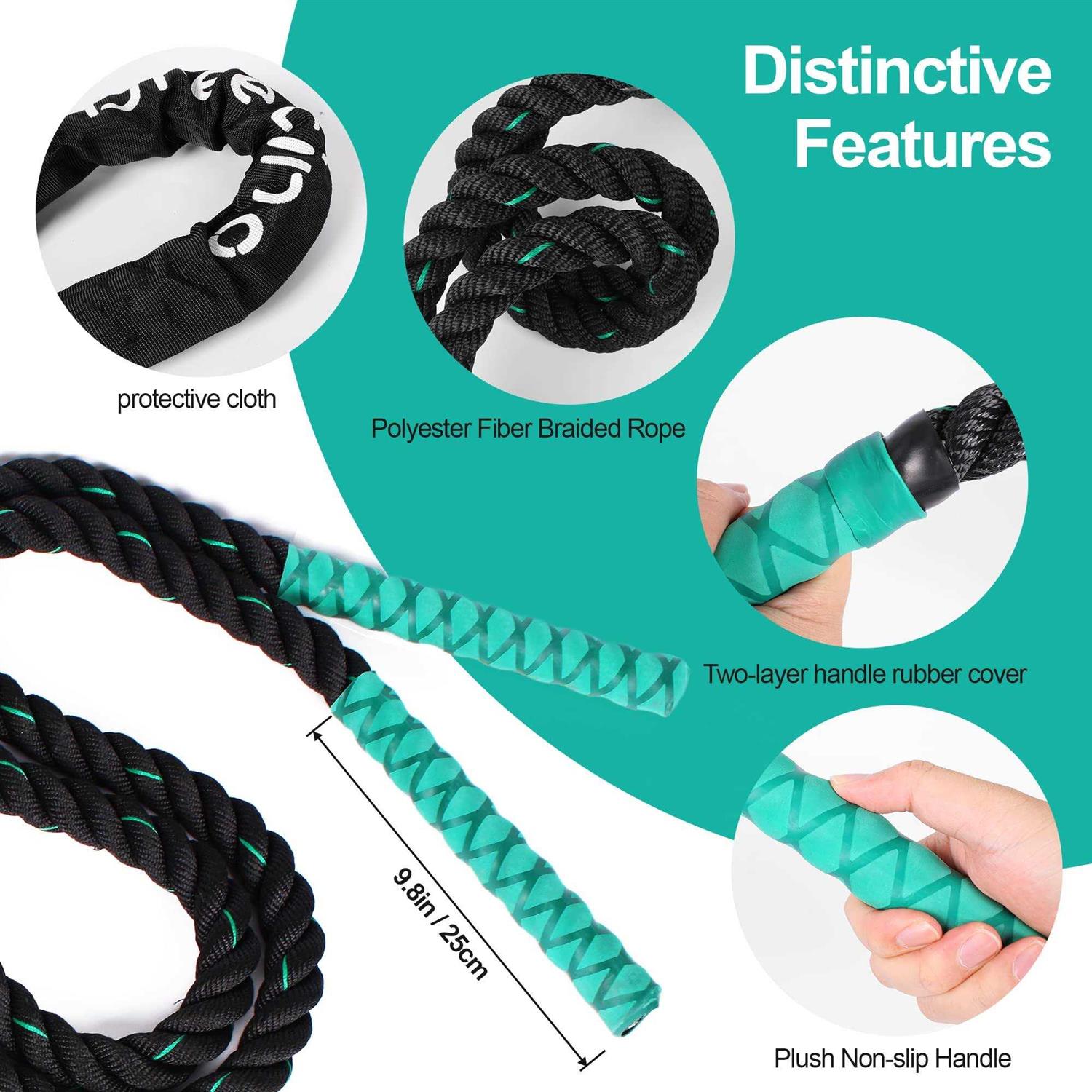 Dreetino 2LB Weighted Jump Rope Adult for Fitness Men and Women Heavy Jump Ropes Whole Body Muscle Exercise to Improve Strength Endurance - Image 5