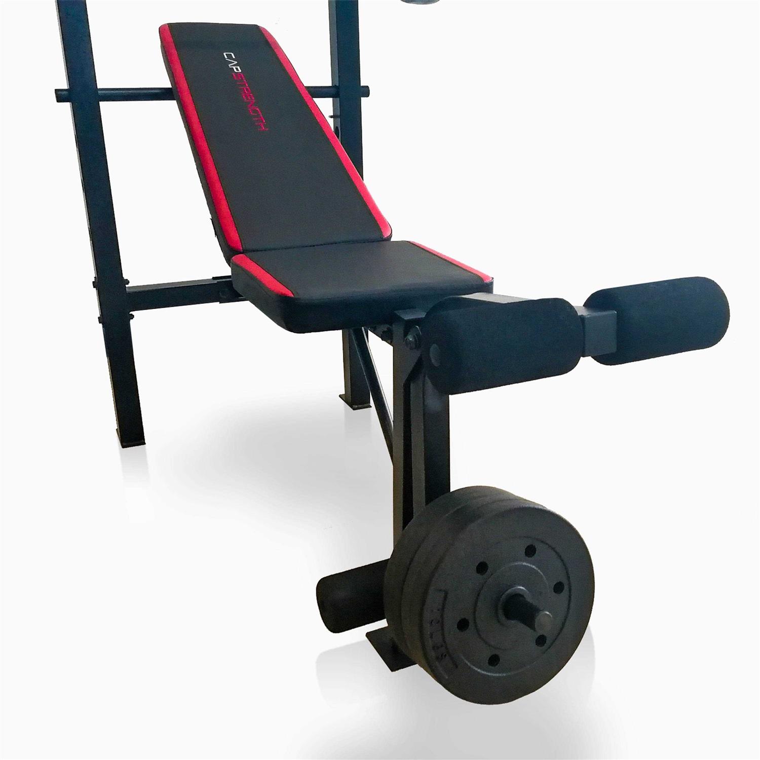 CAP Strength Adjustable Standard Combo Weight Bench with Rack and Leg Extension and 90 lb. Vinyl Weight Set - Image 3