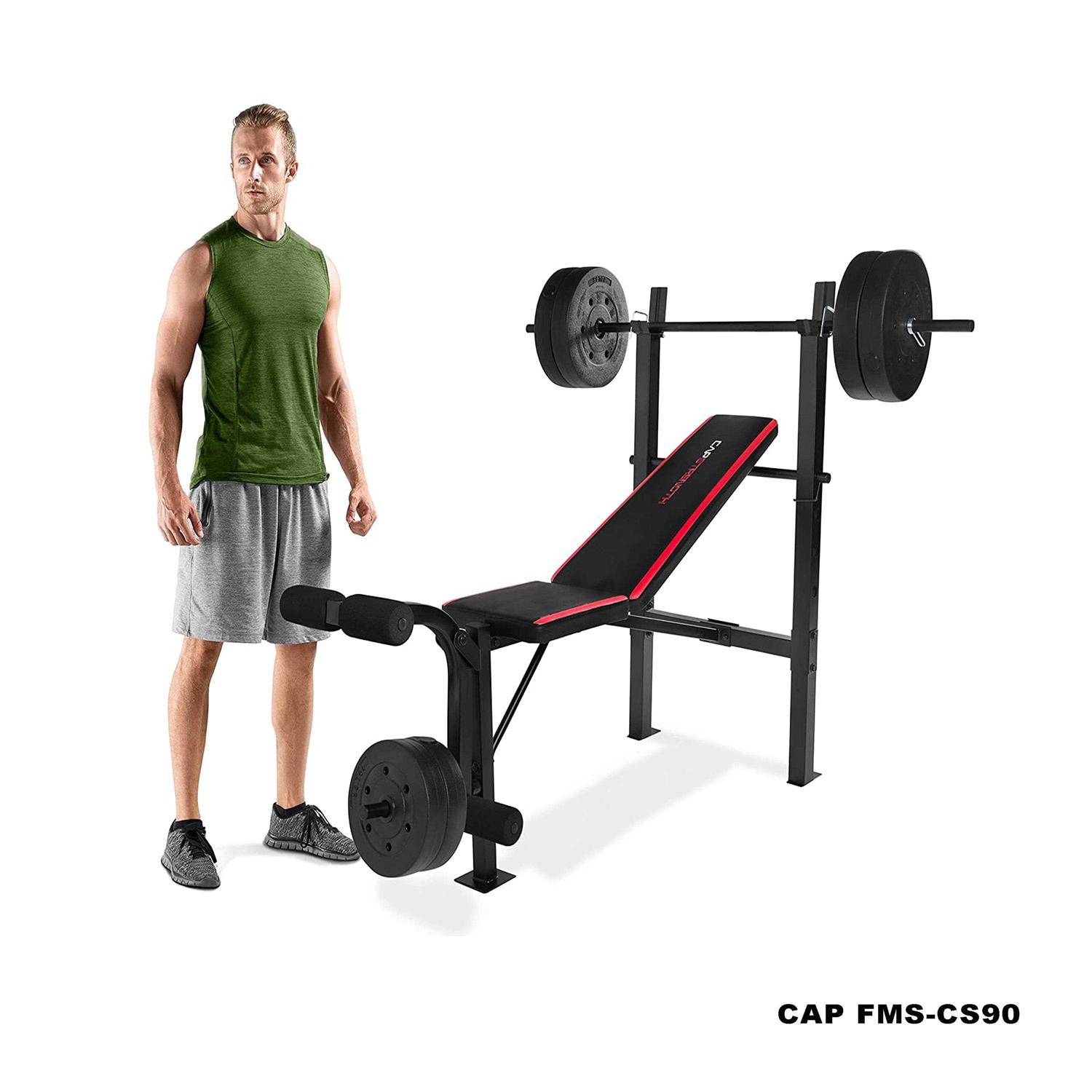 CAP Strength Adjustable Standard Combo Weight Bench with Rack and Leg Extension and 90 lb. Vinyl Weight Set - Image 5