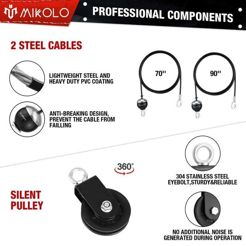 Mikolo Fitness LAT and Lift Pulley System Dual Cable Machine with Upgraded Loading Pin for Triceps Pull Down - Image 4