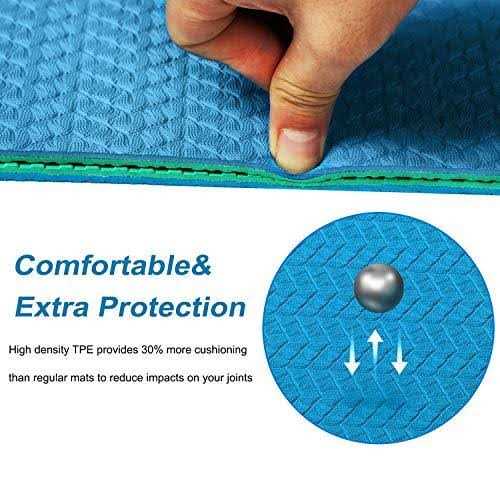 Iuga Yoga Mat Non Slip Textured Surface Reversible Dual Color Eco Friendly Yoga Mat with Carrying Strap - Image 3