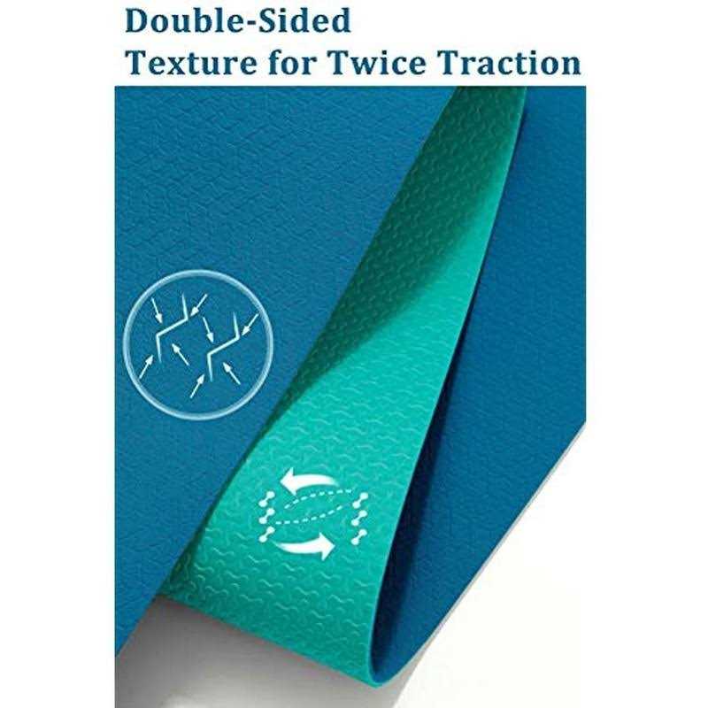 Iuga Yoga Mat Non Slip Textured Surface Reversible Dual Color Eco Friendly Yoga Mat with Carrying Strap - Image 4