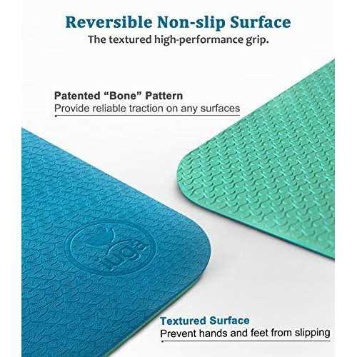 Iuga Yoga Mat Non Slip Textured Surface Reversible Dual Color Eco Friendly Yoga Mat with Carrying Strap - Image 5