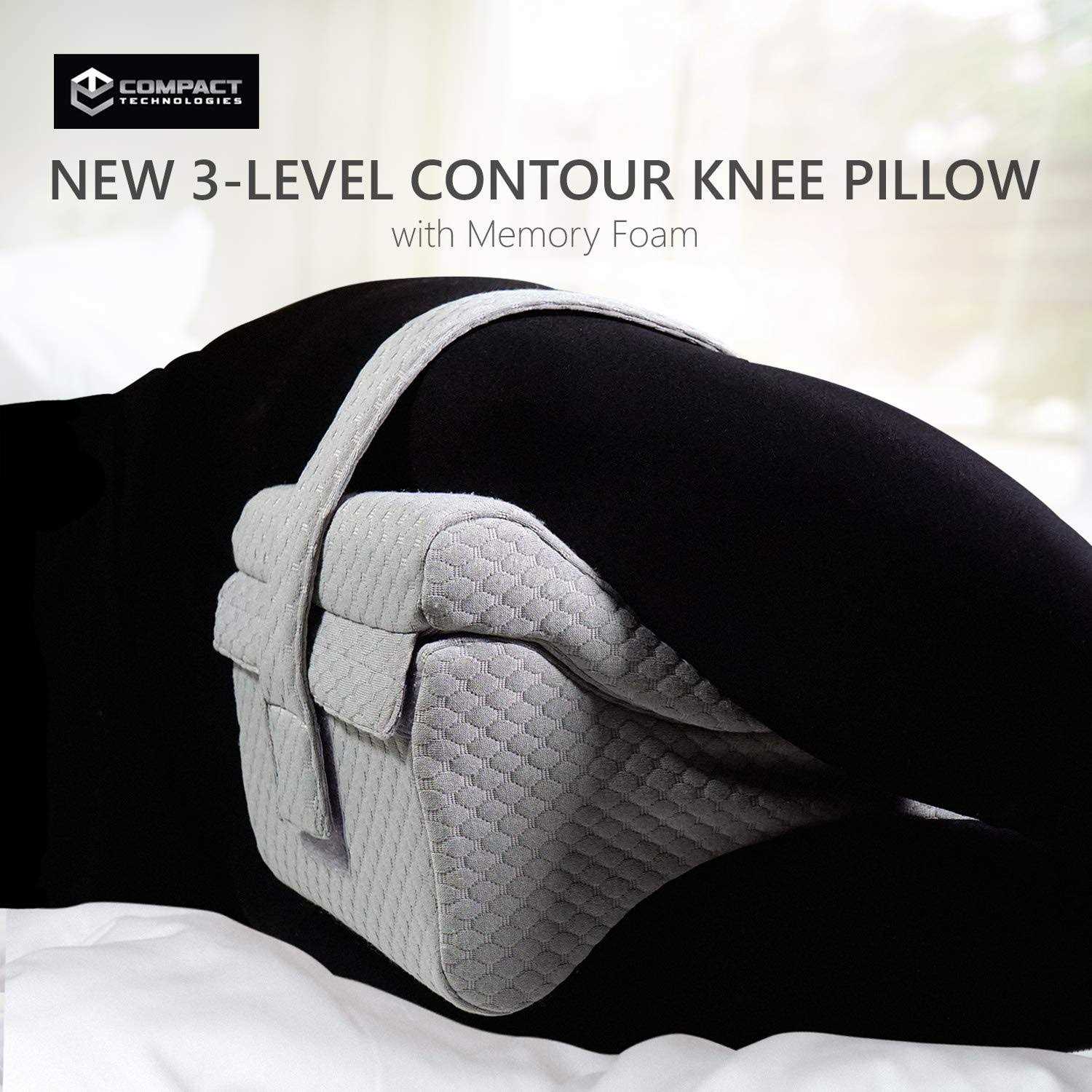 CT Compact Technologies Knee Pillow w/Strap New 3-Level Contour Memory Foam Leg Separator & Side Sleeper Design - Image 3