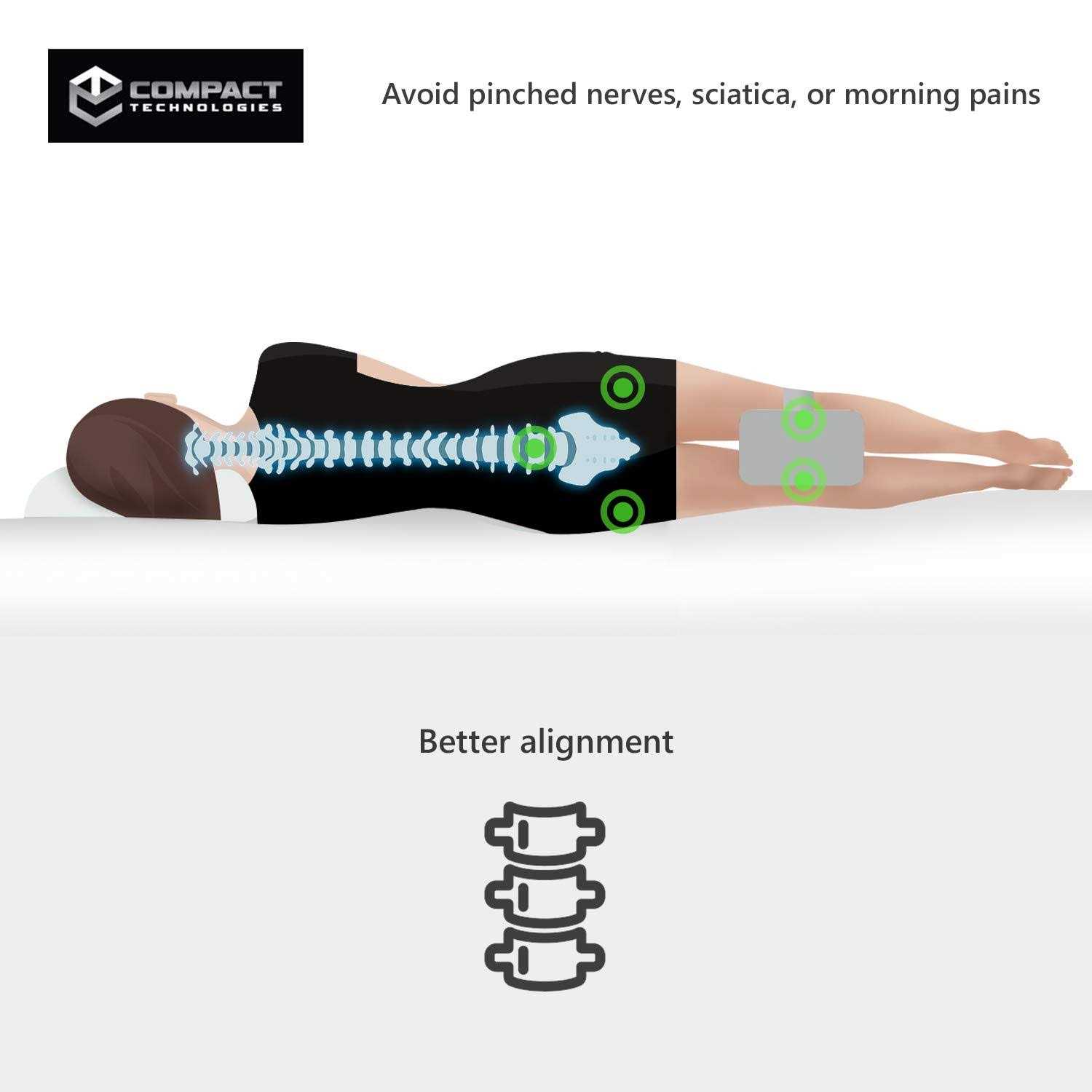 CT Compact Technologies Knee Pillow w/Strap New 3-Level Contour Memory Foam Leg Separator & Side Sleeper Design - Image 4