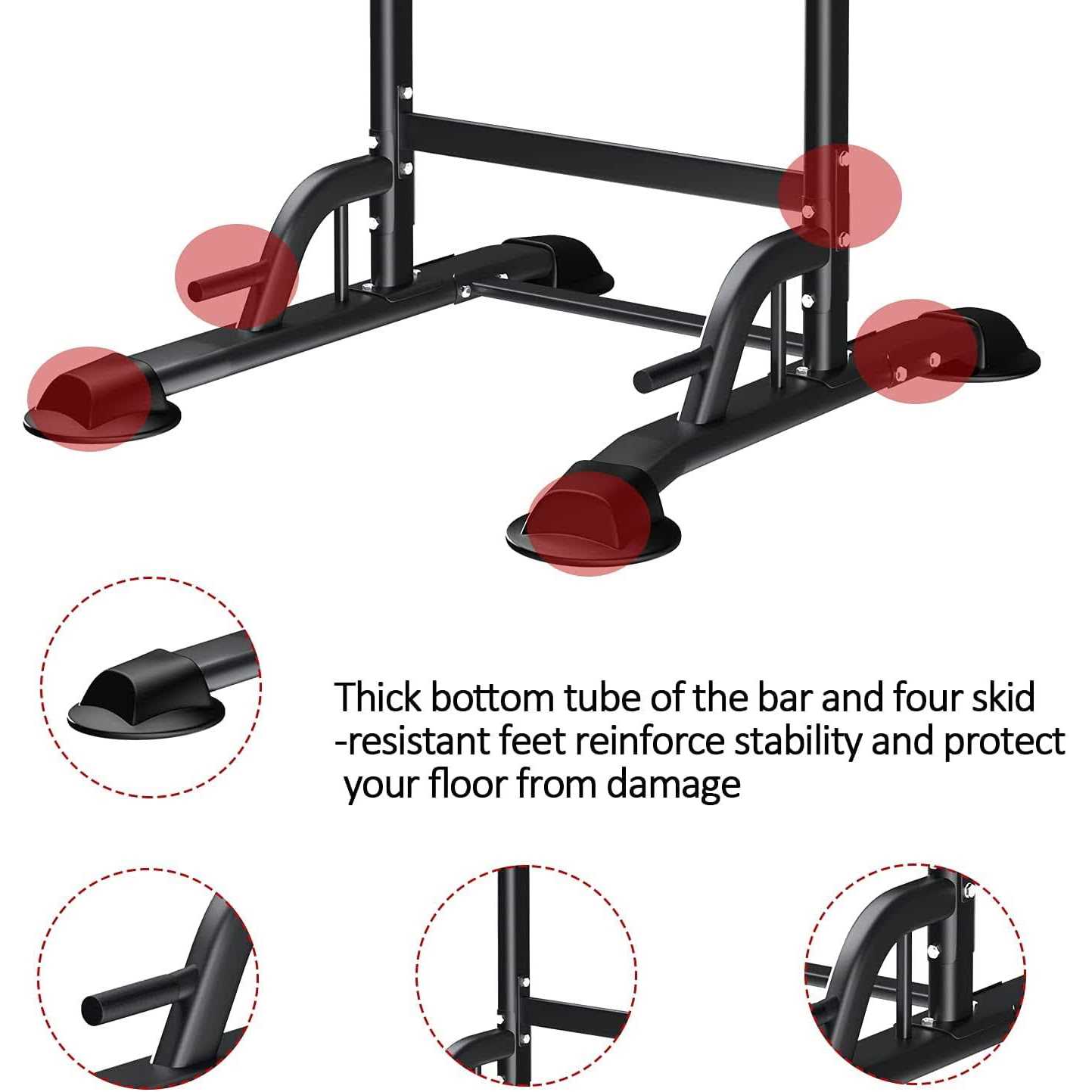 Wesfital Power Tower Dip Station Pull Up Bar Stand Height Adjustable Strength Training Equipment for Fitness Home Workout - Image 3