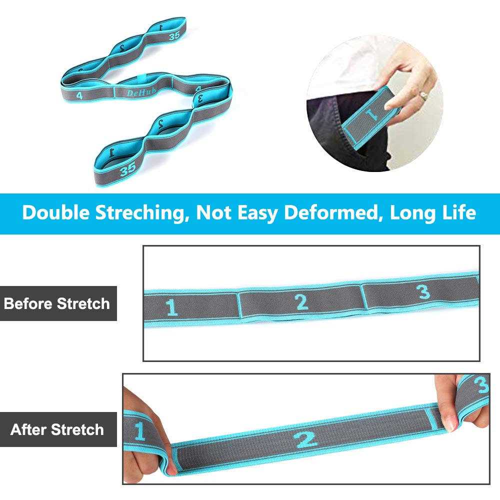 DEHUB Stretch Strap, Elastic Yoga Stretching Strap, Multi-Loop for Physical Therapy, Pilates, Yoga, Dance & Gymnastics Exercise and Flexible Pilates - Image 3